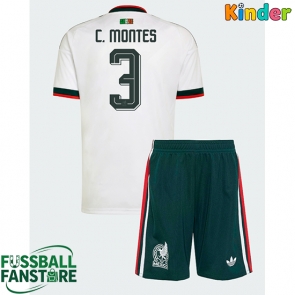 Mexiko Cesar Montes #3 Replik Auswärtstrikot Kinder WM 2026 Kurzarm (+ Kurze Hosen)